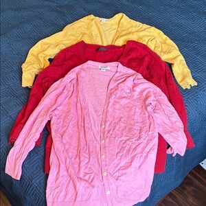Colorful Cardigan Set - Pink, Red, Yellow